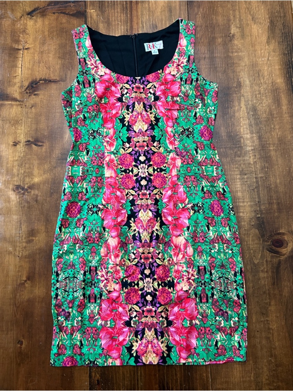 R&K Originals Multicolored Pink and Green Floral Vintage Mini Dress Size 6